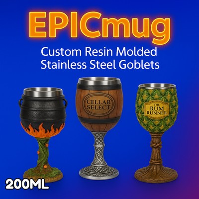 EpicMug Customizable Resin Molded Exterior Goblet/Chalice – 200ML Stainless Steel Insert