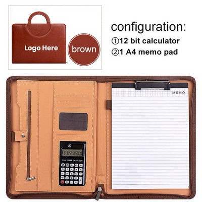 A4 Premium Multifunctional Zipper Portfolio with Handle