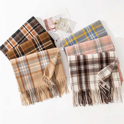 Winter Warm Lattice Large Scarf