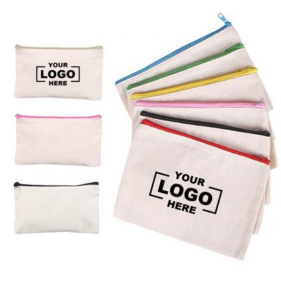 Blank Canvas Zipper Pouch, Makeup Bag & Pencil Case, DIY Custom Printing