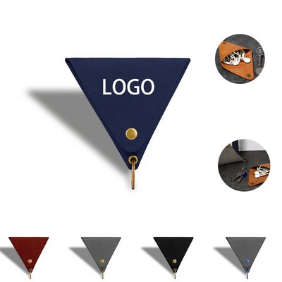 Leather Triangle Coin Key Pouch