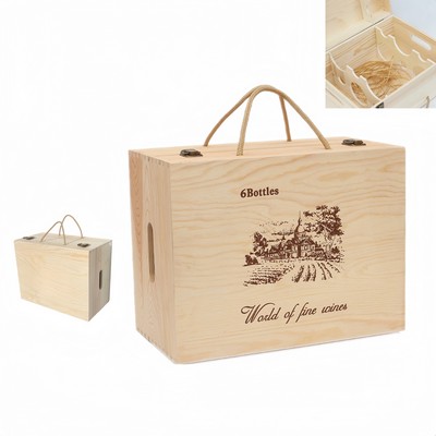 6-Bottle Wooden Wine Box