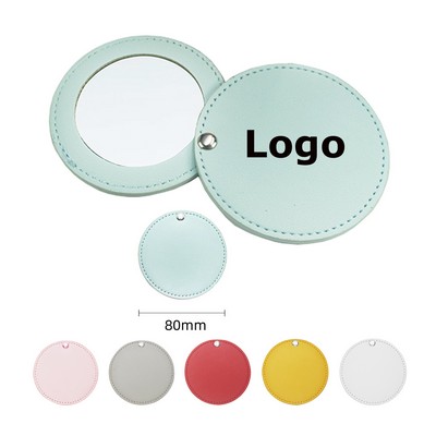 Round Leather Swivel Makeup Mirror