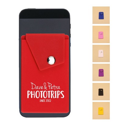 Silicone Phone Wallet with Stand and Button Pocket