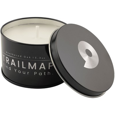 5.3 oz. Weathered Oak Candle in a Black Metal Tin