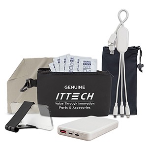 "SyncPack" 9 pcs Tech Kit in Black Mesh Zipper Pouch