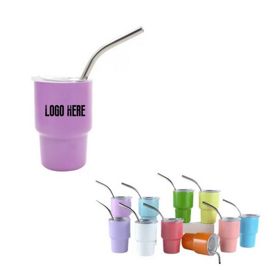 Mini Stainless Tumblers with Straw and Lid