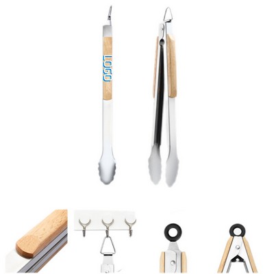 Wooden Handle Food Tongs