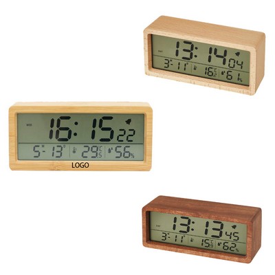 Large LCD Wooden Alarm Clock