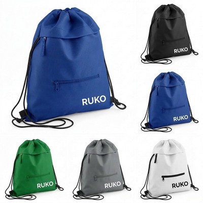 Nova 600D Recycled Polyester Drawstring Backpack with Front Pocket