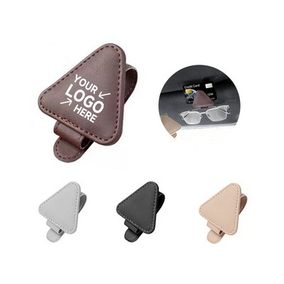 Triangular Leather Car Sunglasses Holder