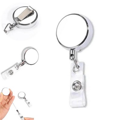 Alloy Round Badge Reel Holder With Belt Clip