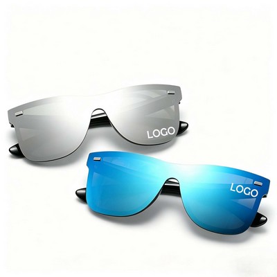 Rimless Shield Sunglasses with Black Frames