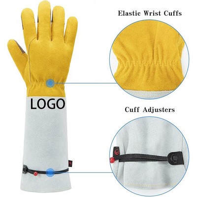 Custom Puncture Resistant Cowhide Long Arm Gardening Gloves