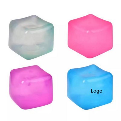2" Square Slow-Rebound Gel Maltose Ice Cube Squeeze Toy