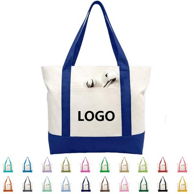 Natural Cotton Canvas Tote With Contrast Handles