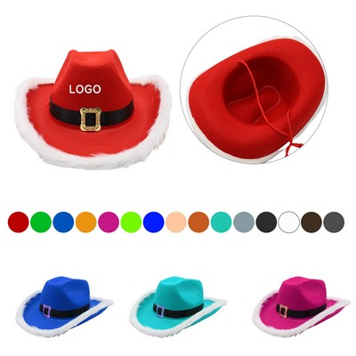 Light Up Santa Christmas Cowboy Hat