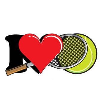 I Love Tennis w/ Racket Magnet w/ Full Magnetic Back (12 Square Inch)