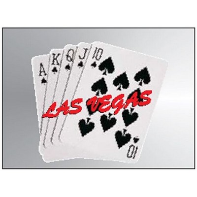 Spades Royal Flush Rectangle Badge w/ Bar Pin (2 1/2"x3 1/2")