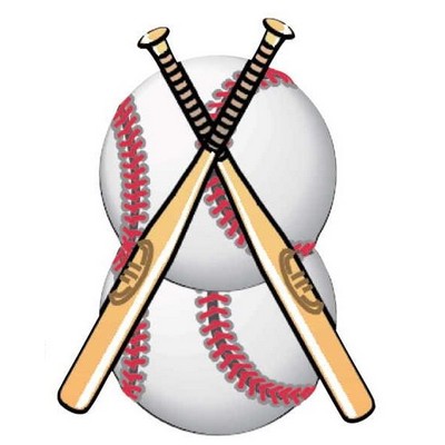 Baseballs & Bats Gift Shop Magnet w/ Full Magnetic Back (12 Square Inch)