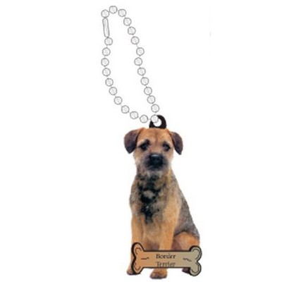 Border Terrier Promotional Key Chain w/ Black Back (3 Square Inch)