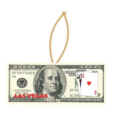 LV Blackjack $100 Bill Ornament w/ Clear Mirrored Back (3 Square Inch)