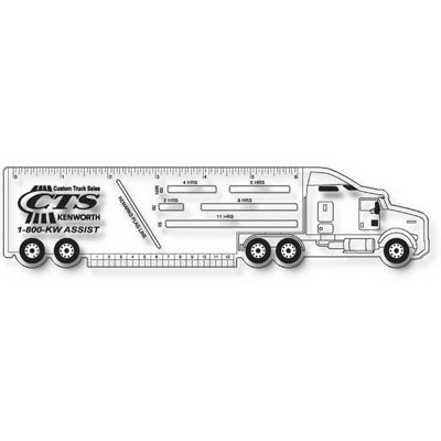 .040 Clear Plastic Logbook Ruler, Truck Shape LBR4 (2.125"x9"), Spot Color