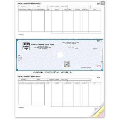 High Security Laser Accounts Payable Middle Checks w/ 2 Part