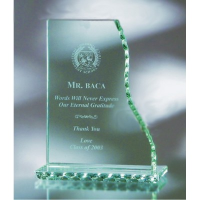 10.5" Jade Glass Vertical Wave Award w/Pearl Edge