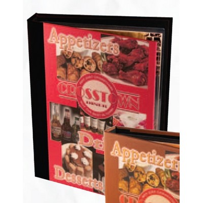 Printed Quad Panel 6 View Book Style Menu Cover (4 1/4"x14")