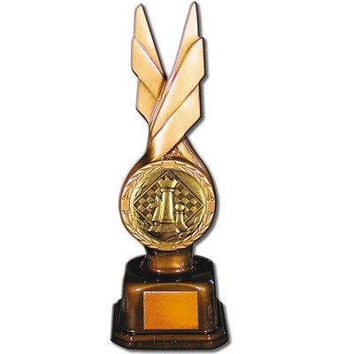 Stock Phoenix 9" Trophy with 2" Chess Coin and Engraving Plate