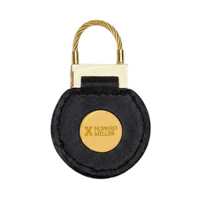 Eclipse Black 3/4" Continuity Leather Key Tag w/ Laser Quick Insert & Gold Cable
