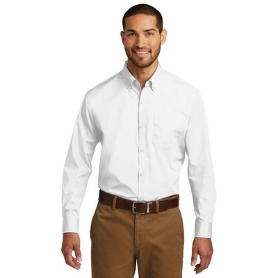 Port Authority® Tall Long Sleeve Carefree Poplin Shirt.