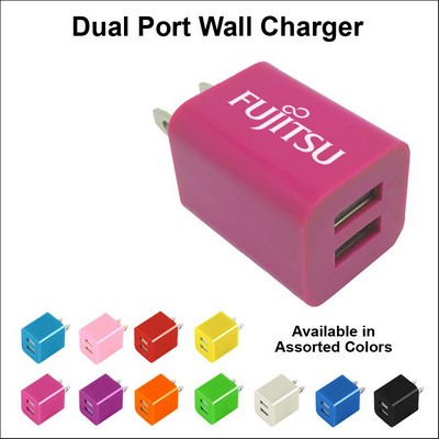 Dual USB 2 Port Wall Charger Magenta