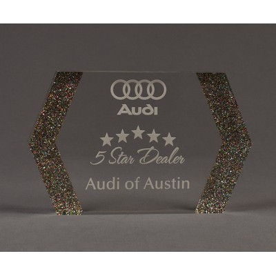 Cast Rectangle Side Peak Glitter Accent