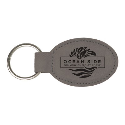 Leatherette Oval Keychain (Gray)