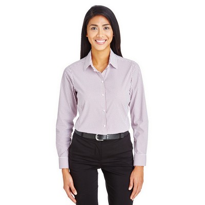 Devon and Jones® Women's CrownLux Performance® Micro Windowpane Woven Long Sleeve Dress Shirt