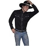 Men's Solid Shirt w/Candy Cane Piping