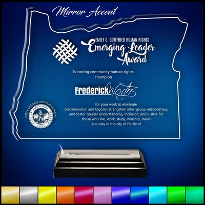 13" Oregon Clear Acrylic Award with Mirror Accent