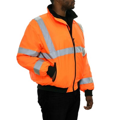 Reflective Apparel™ 3 Poly Pongee Water Resistant 3-Season Jacket Reflective/Fluorescent Red-Orange