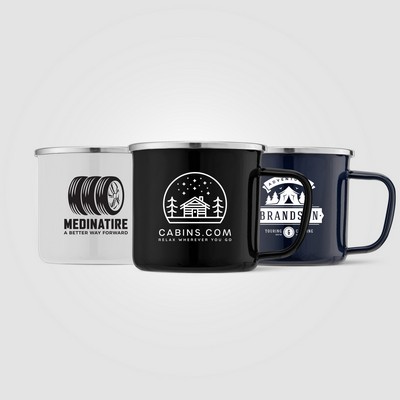 Wyoming - 13 oz. Enamel-Coated Campfire Mug with Stainless Rim - Silkscreen
