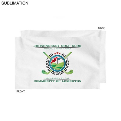 Plush and Soft White Velour Terry Cotton Blend Sport, Sweat Towel, Sublimated Full Color Logo 12"x1"