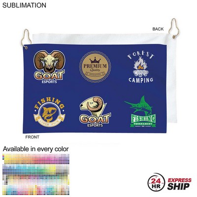 24 Hr Express Ship - Colored Velour Terry Cotton Blend Golf Towel, Finished Size (12"x18")