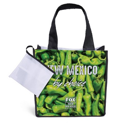 Polyester Grocery Bag W/Foldable Pouch Attached(Full Bleed Printed On Two Sides)