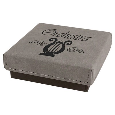 3 1/2" x 3 1/2" Gray Medal Box with Leatherette Lid