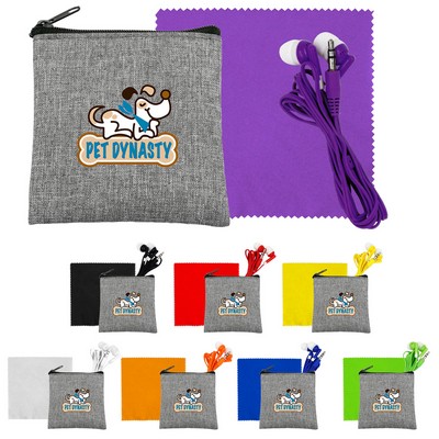 Recycled Ear Bud & Cloth Set