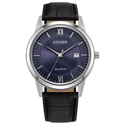 Citizen® Men's Classic Leather Strap Watch w/Blue Dial