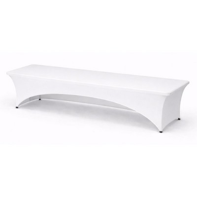 8' Open Back White Fitted Table cover w/ front logo