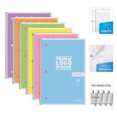 8 x 10.5" 70-Page College Ruled Spiral Notebook