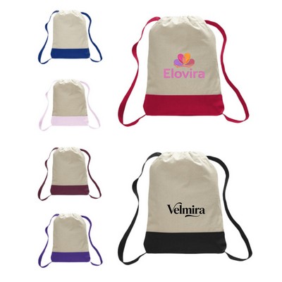 Canvas Two Tone Sport Drawstring Backpack